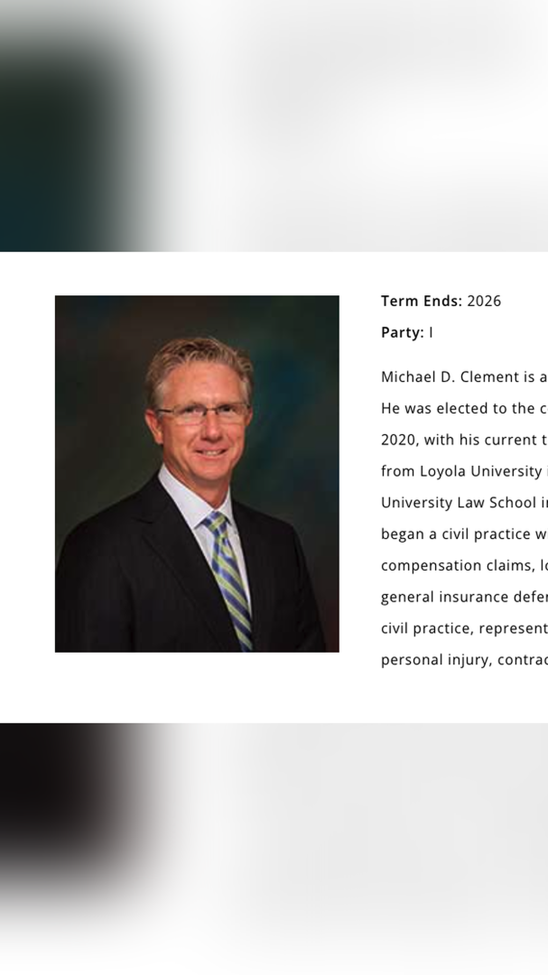 Michael Clement — family-reported Judge
