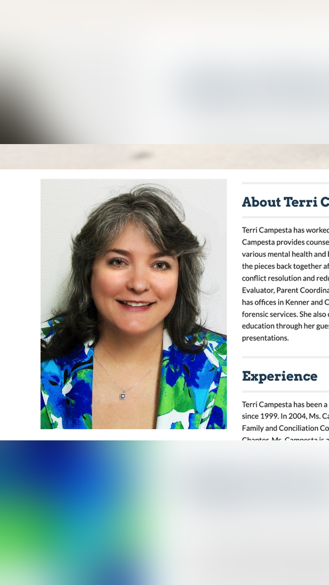 Terri Campesta — family-reported Custody Evaluator
